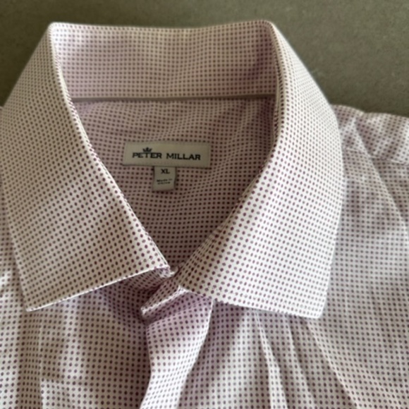 Men's Peter Millar Geo Pink Purple Short Sleeve Button-Down Shirt XL-EUC - Picture 7 of 9